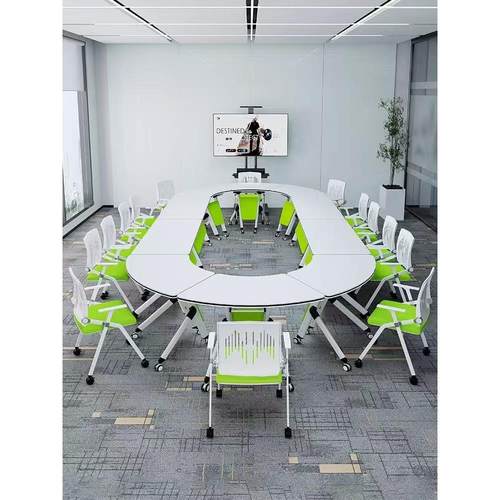 折叠培训桌椅组合多功能移动拼接智慧教室团辅六边形圆办公家具