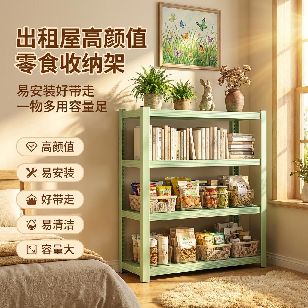 客厅置物架多层收纳层架卧室出租屋实用好物碳钢多功能落地收纳柜