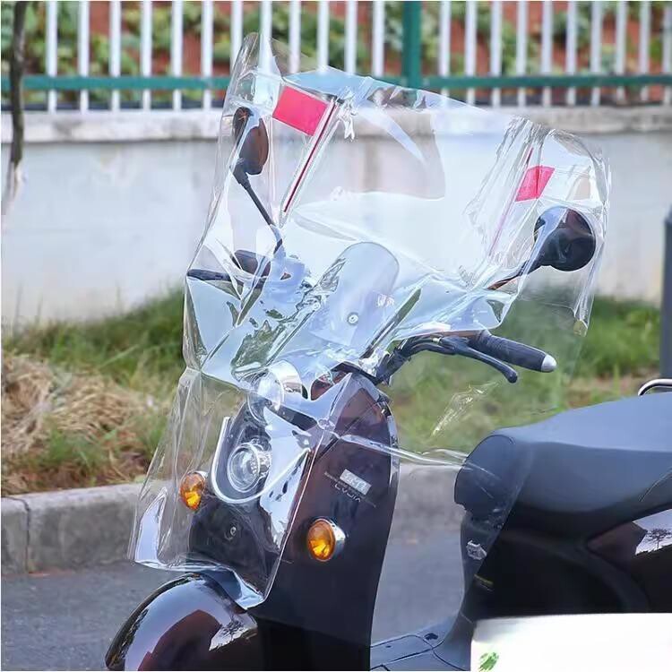 电动车摩托车前挡风塑料PC加高加宽透明挡风板风挡罩挡雨板三