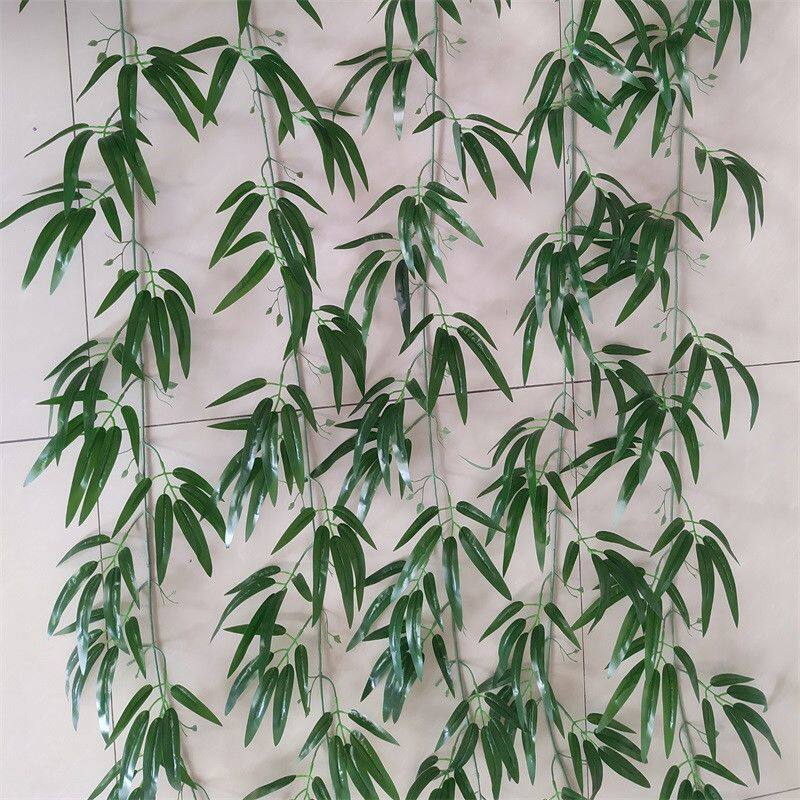 仿真竹叶 假竹叶装饰2米长树叶藤条幼儿园场吊顶缠绕花藤条植物