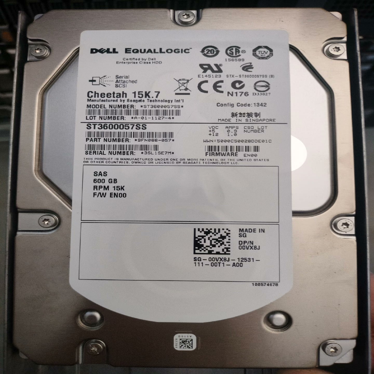 询价~DELL 600G 15K SAS 00VX8J 002R3