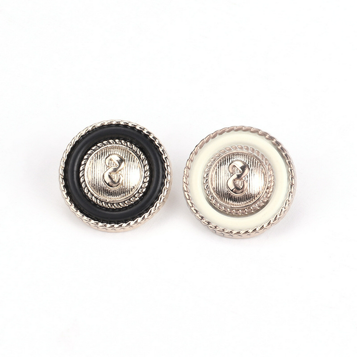 圆形金属纽扣女毛衣风衣粗毛呢外套大衣金边米色黑色高脚扣MJ058