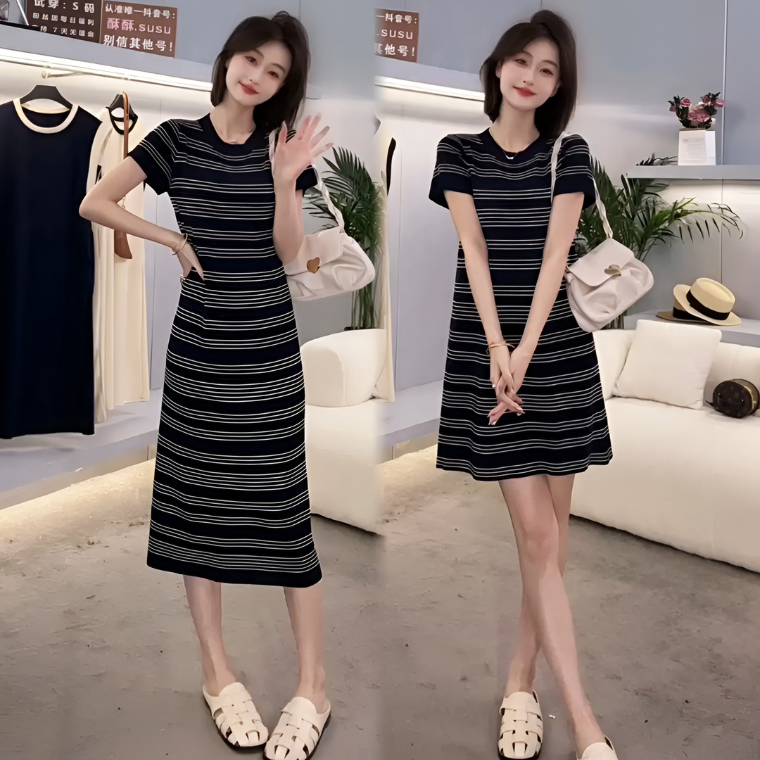 爆款洋气显瘦夏天试试针织裙子女2025夏季新款气质高档连衣裙女款