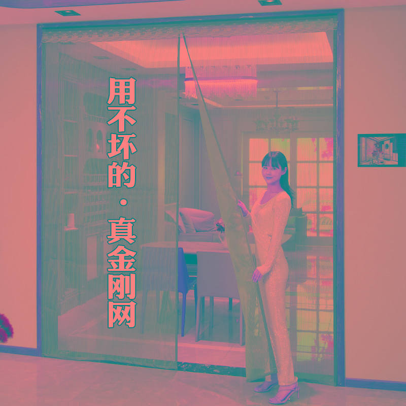新款夏季防蚊门帘家用免打孔高档磁性磁铁金刚网魔术贴沙门纱窗帘