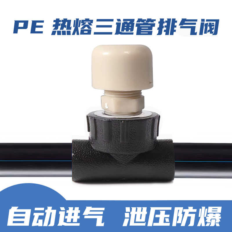 PE自动排气阀进气给水管排空气园林灌溉快速热熔三通农田4分1寸