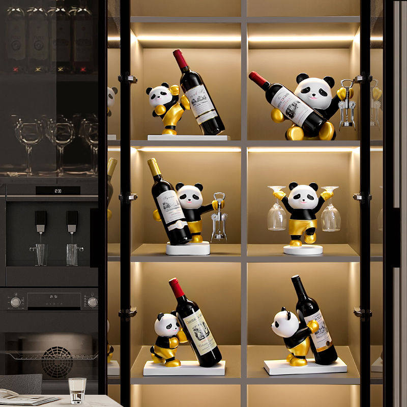 熊猫红酒架摆件酒柜组合轻奢高档客厅餐边柜酒托杯架乔迁新居