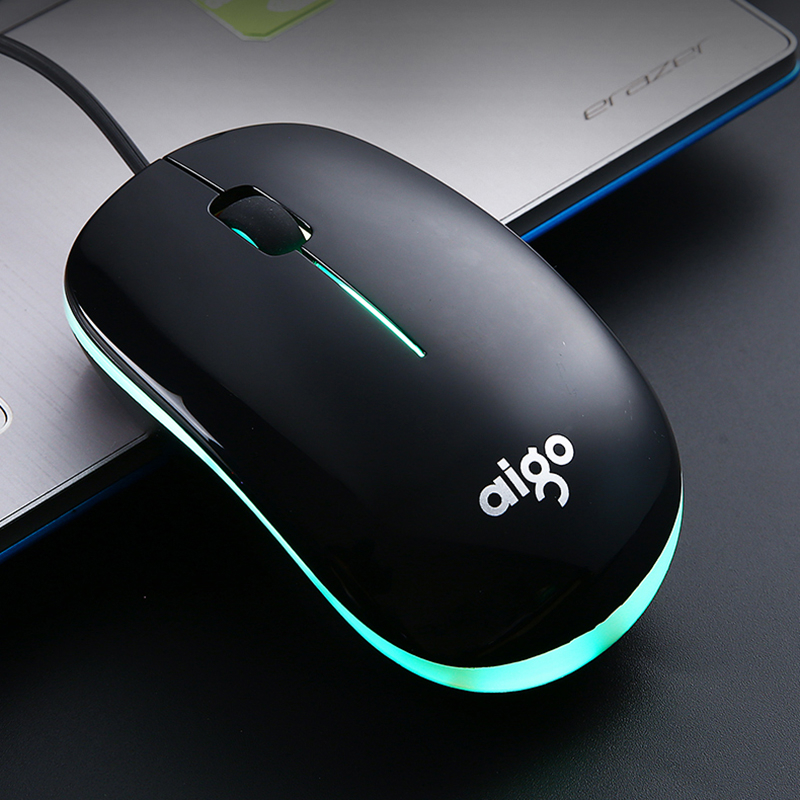 爱国者发光鼠有线七彩USB接口小鼠女生办公家用台式笔记本