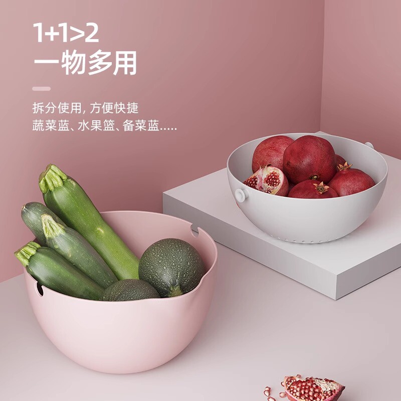 水果盘双层沥水篮家用厨房塑料洗菜盆水果篮收纳筐客厅茶几菜
