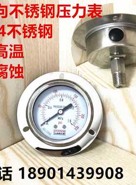 y60ztbf304轴向带边不锈钢压力表 氨用YN60BFZT耐震高温 面板