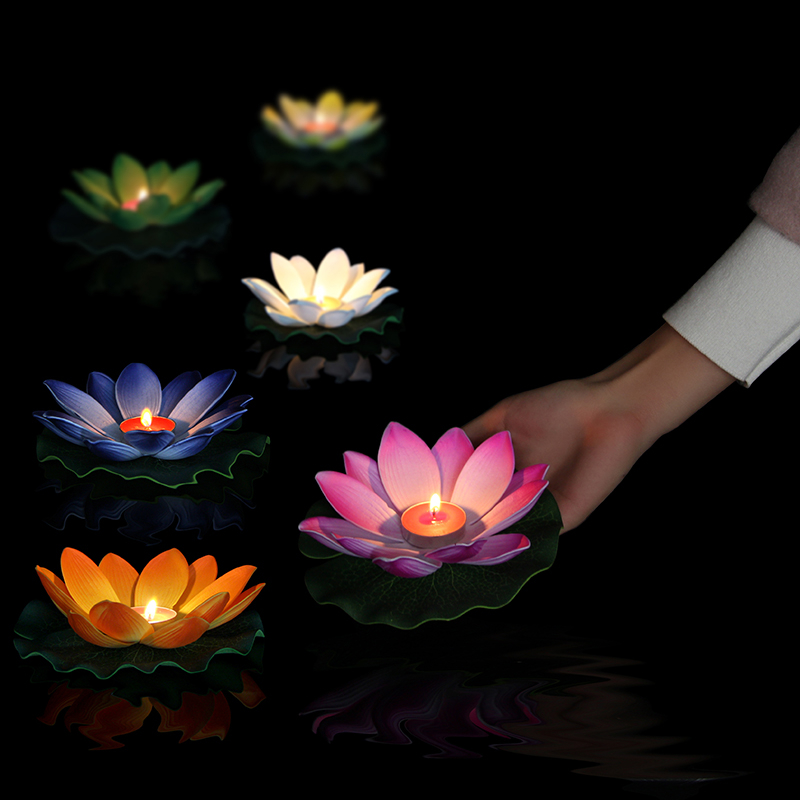 河灯水灯蜡烛河灯浮水荷花灯中秋七夕节日中元节莲花灯荷花灯水灯