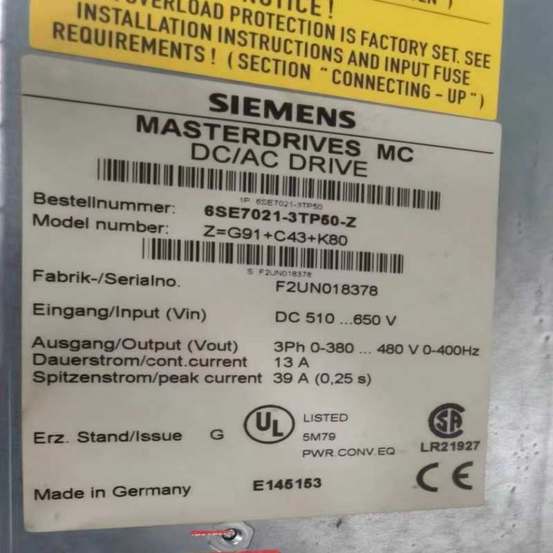 驱动器6SE7021-3TP50-Z 成色新Z~询价
