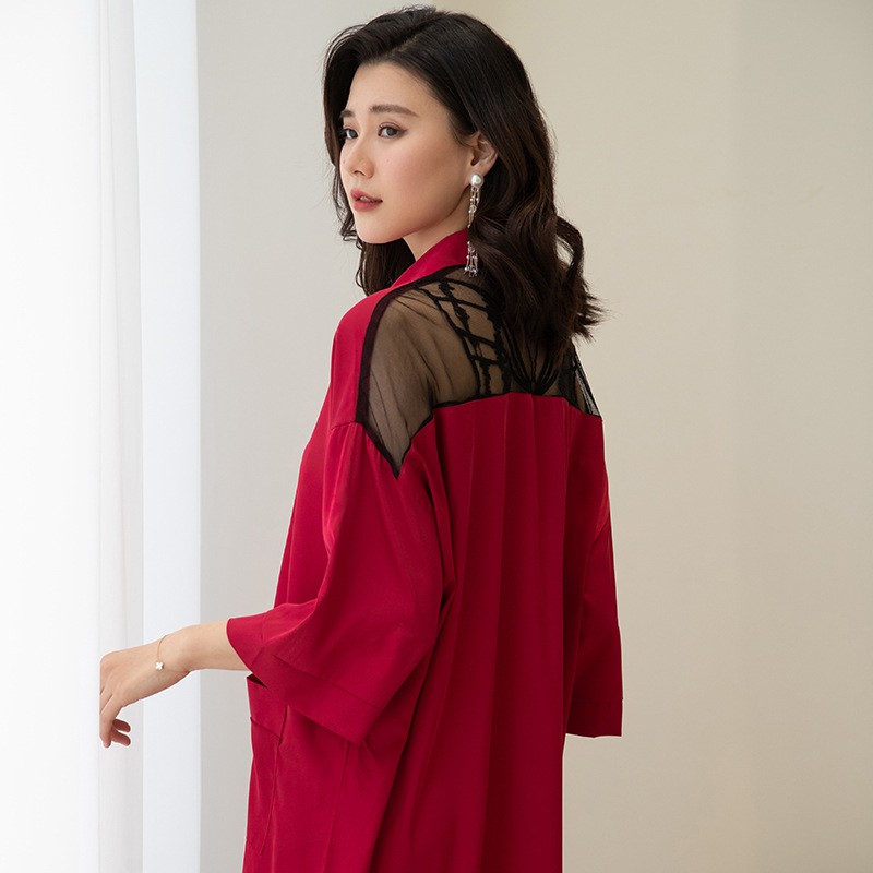 新款睡衣女夏季冰丝薄款时尚透气男友风白衬衫中长款睡裙家居服女