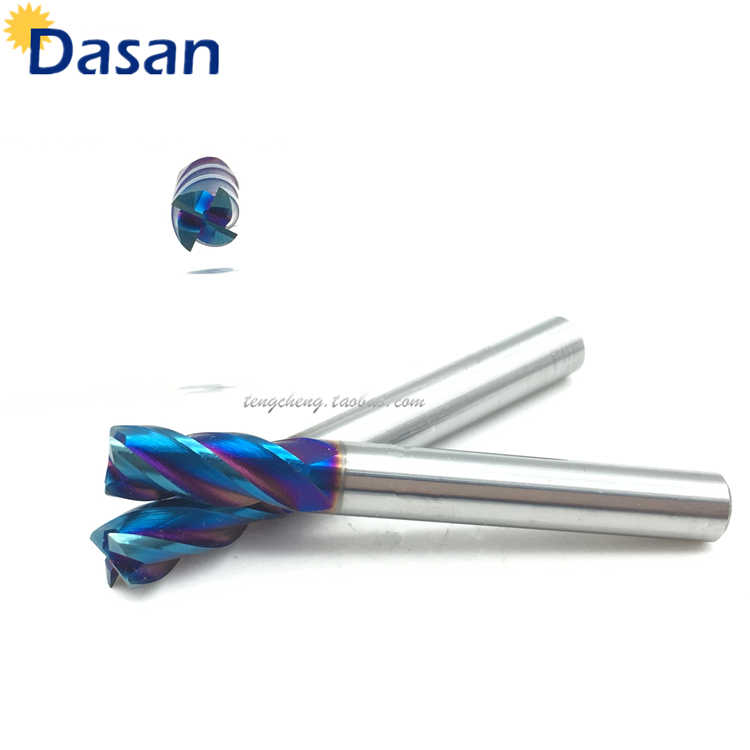 DASAN 68度纳米蓝涂层超硬钨钢立铣刀4F-D6X50L 4刃平头铣刀