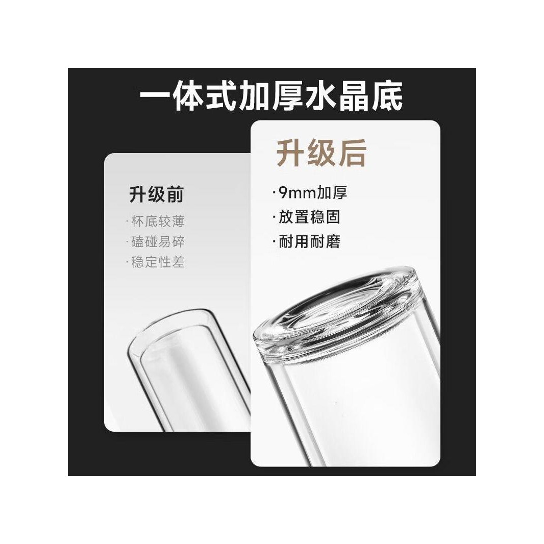 TIR虎家用水杯双层大容量玻璃杯男士高档便携透明广告杯保温