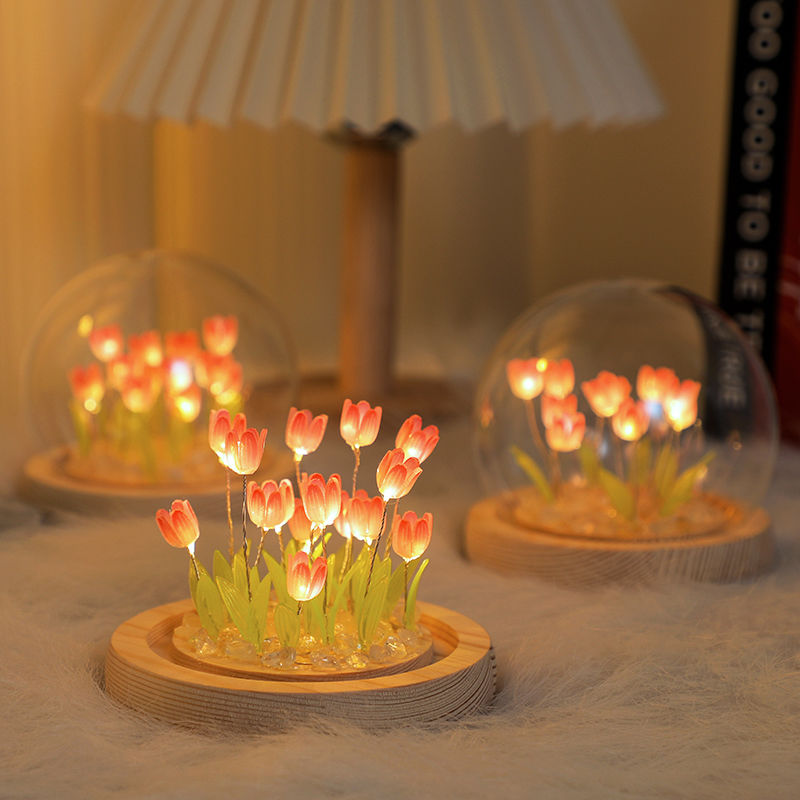 diy郁金香小夜灯摆件创意led手工材料包卧室装饰情人节生日