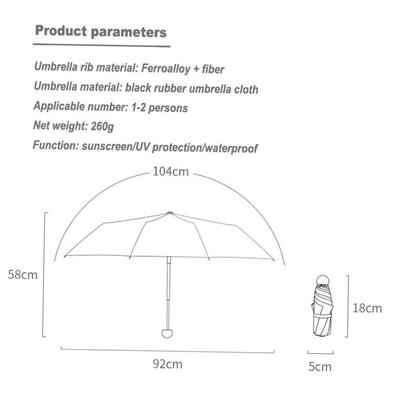 Mini Pocket Umbrella Women UV Small Umbrellas 260g Rain Wome
