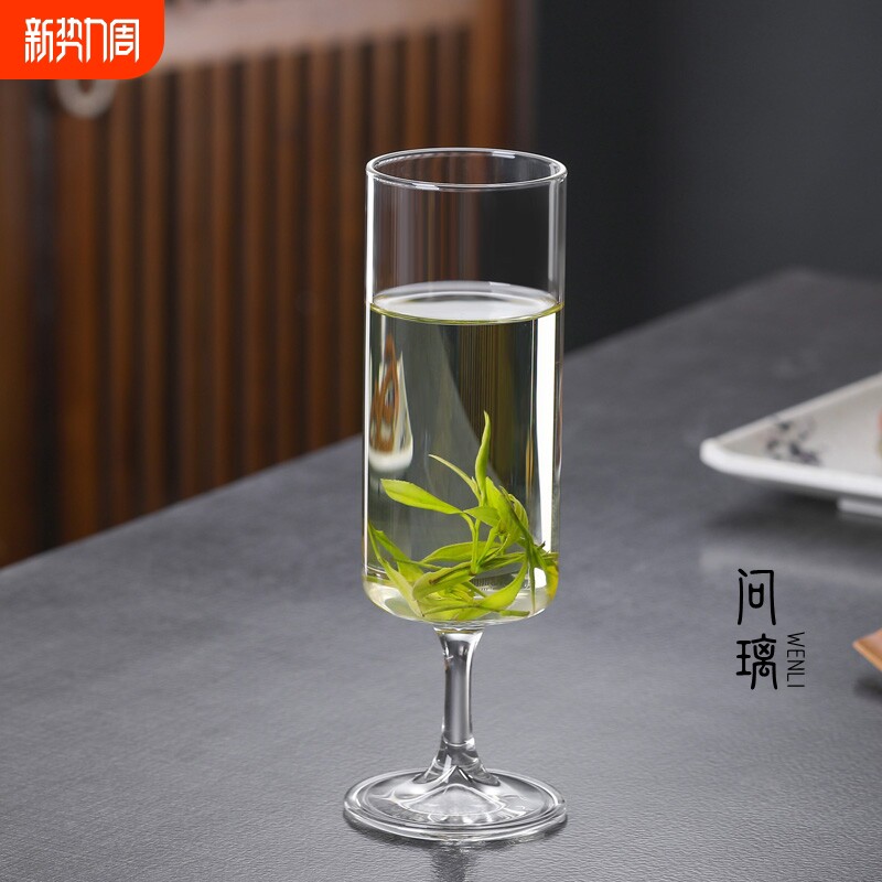 绿茶杯专用茶杯玻璃杯水杯个人高脚泡茶杯泡茶器耐高温轻奢高硼硅