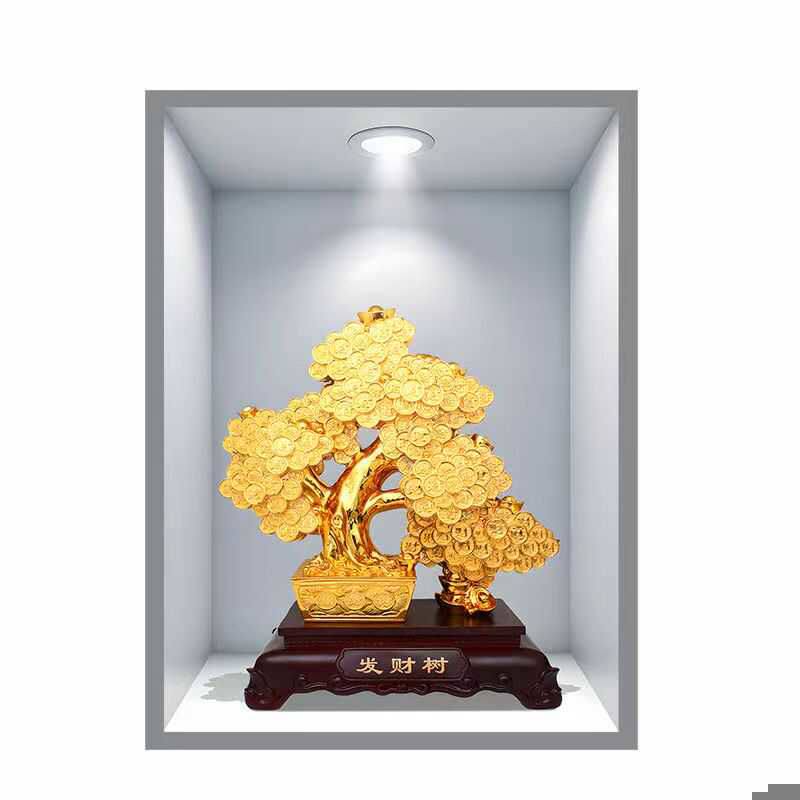 招财仿真3d立体效果盆栽贴画花盆3d立体墙贴高清自粘家居装饰画