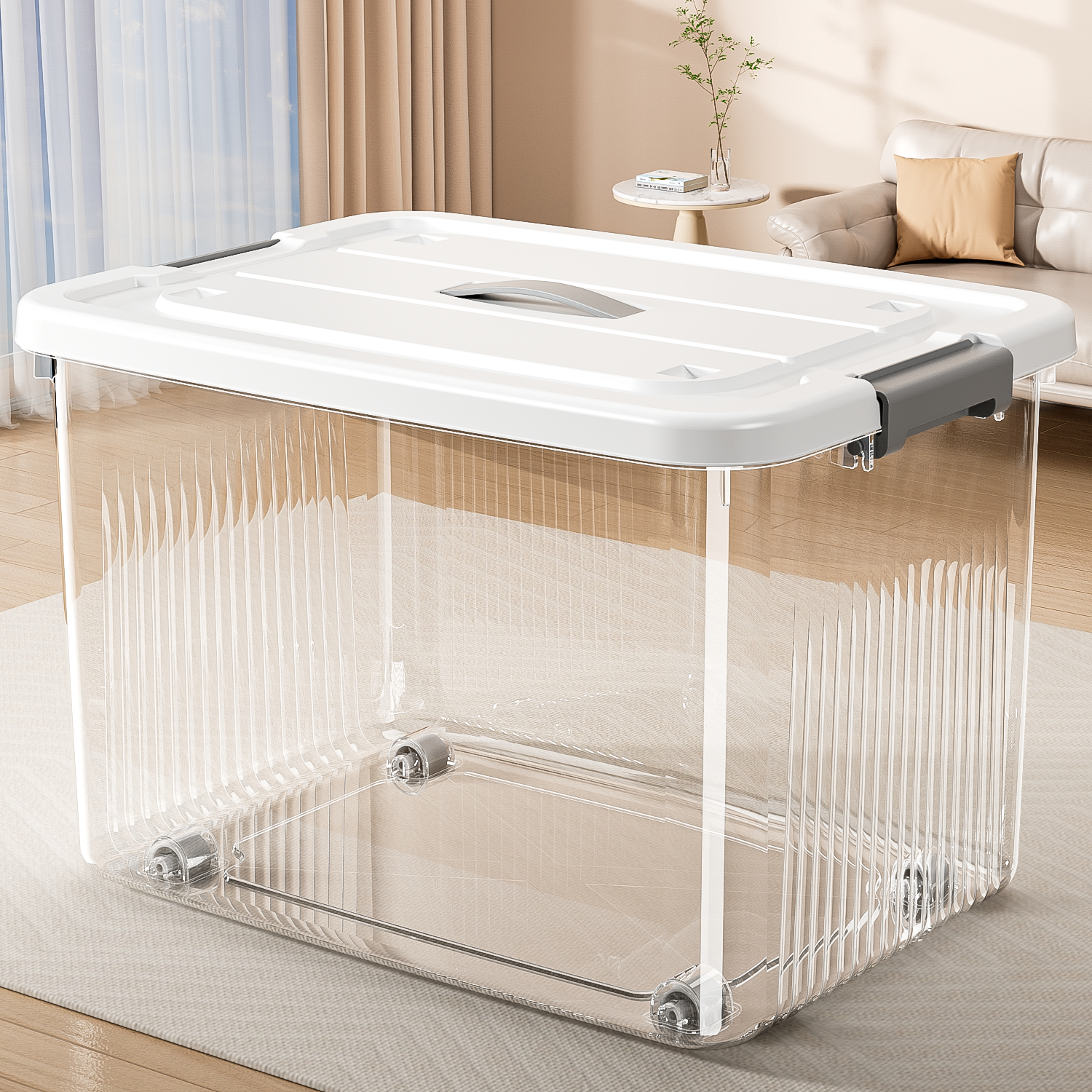 透明收纳箱大容量加厚家用衣服零食书本玩具塑料杂物储物箱整理盒