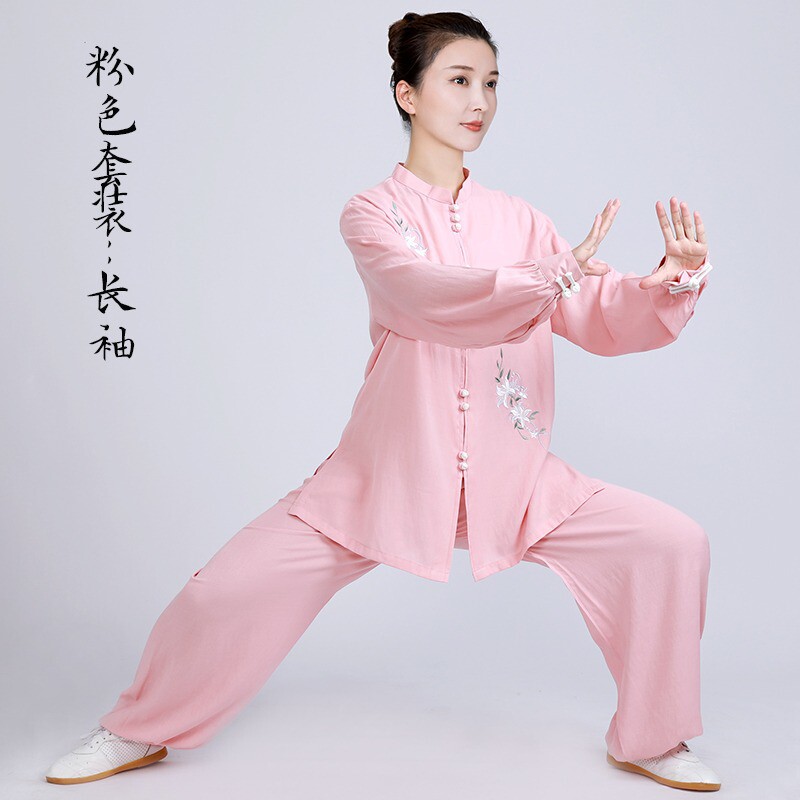 高端新款洋气太极服女装亚麻棉麻太极拳练功服女夏季服装春秋装
