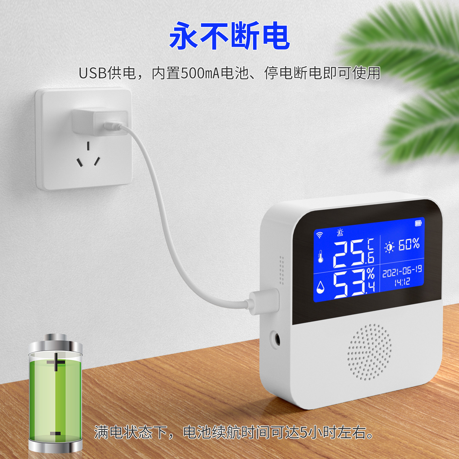 tuya涂鸦智能温湿度计家用线WIFI温度感应器可接探头版