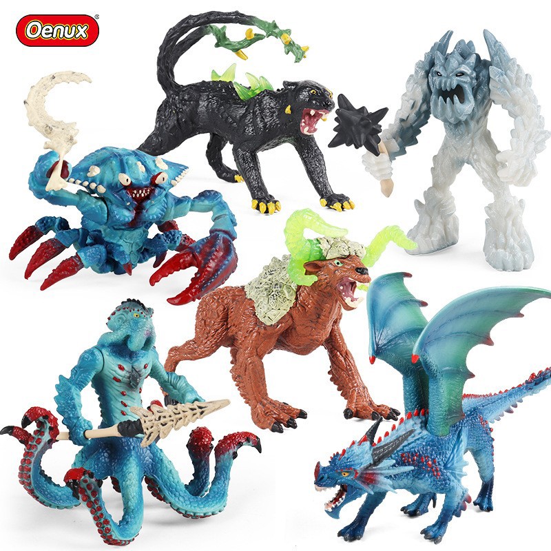 儿童玩具魔幻动物仿真模型魔兽水蟹怪龙冰魔人地狱犬雪狼奇美拉兽