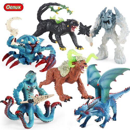 儿童玩具魔幻动物仿真模型魔兽水蟹怪龙冰魔人地狱犬雪狼奇美拉兽
