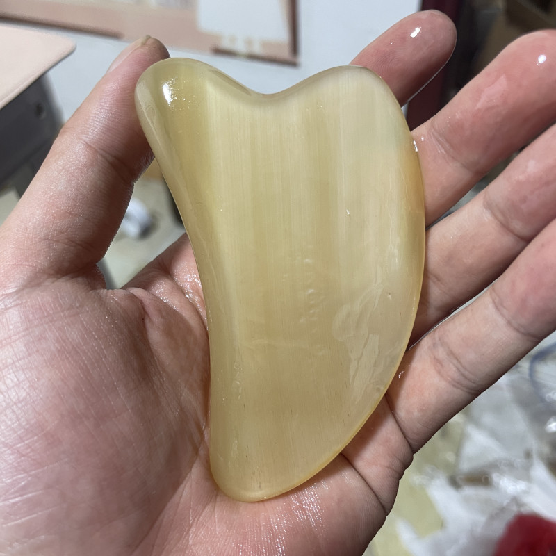 天然白水牛角刮痧板面部脸牛角梳专用美容板按摩片拨筋棒全身