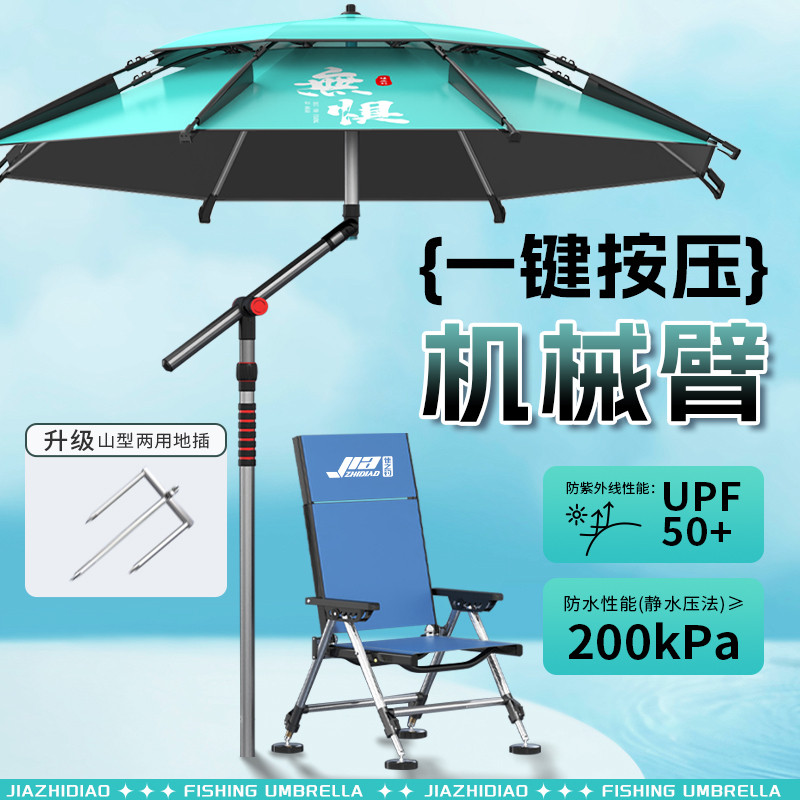 佳之钓大钓伞2025新款加厚黑胶钓鱼伞拐杖伞防晒防暴雨遮阳伞