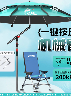 佳之钓大钓伞2025新款加厚黑胶钓鱼伞拐杖伞防晒防暴雨遮阳伞