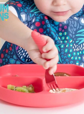 Bumkins宝宝餐盘儿童吃饭专用餐具硅胶辅食碗分格餐盘婴儿吸