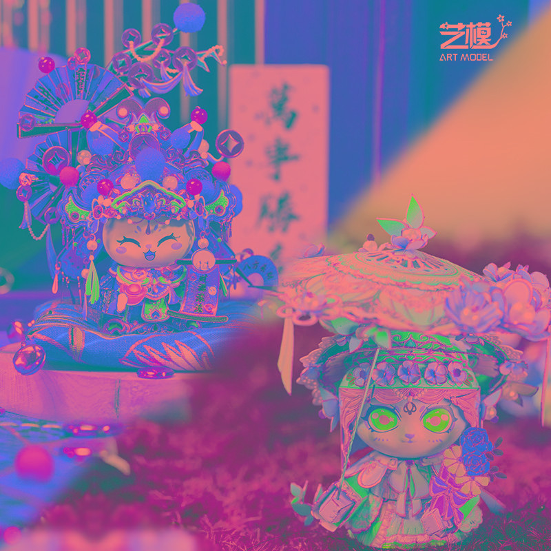 艺模招财猫财神爷立体拼图金属拼装模型手工潮玩摆件礼物2024