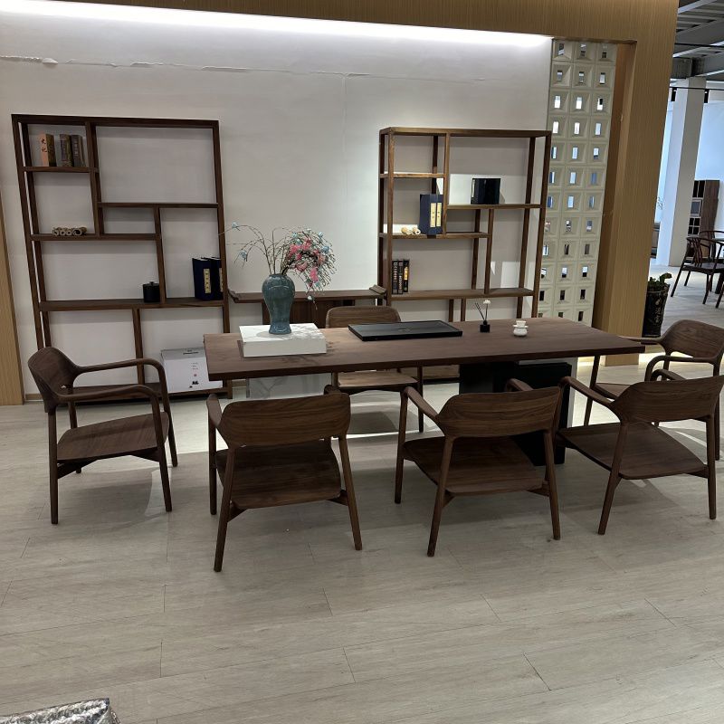 新中式北美黑胡桃茶桌椅组合现代简约轻奢高级感茶台茶几茶室