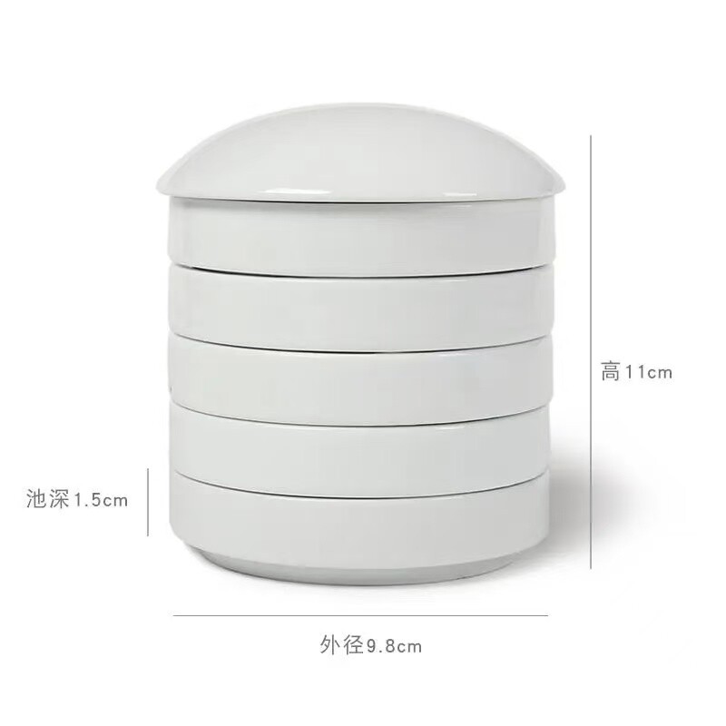 景德镇 手绘五层陶瓷书法墨碟 国画调色盘碟 陶瓷调色盘 水碟墨池