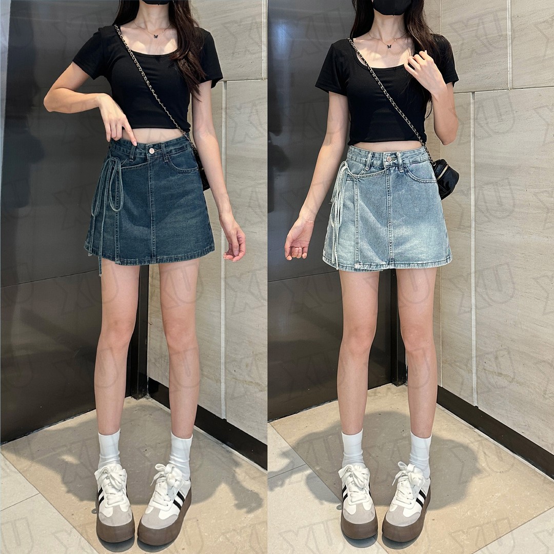 7531复古美式牛仔短裤裙女爆款2025新款夏季高腰小个子包臀短裤 G