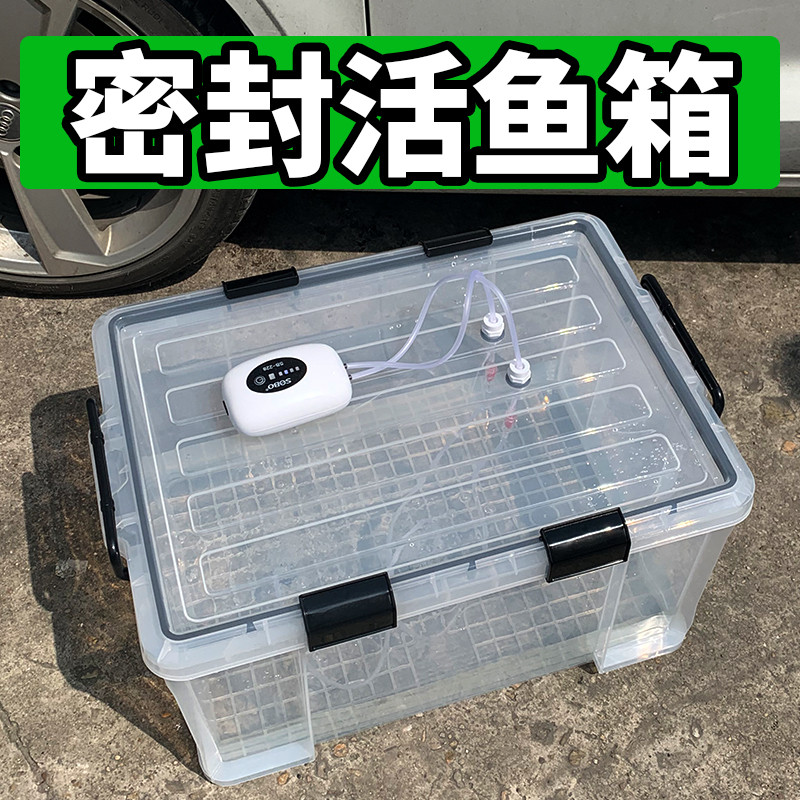 户外车载后备箱活鱼桶加厚大号塑料箱密封运鱼水箱野钓装鱼周转箱