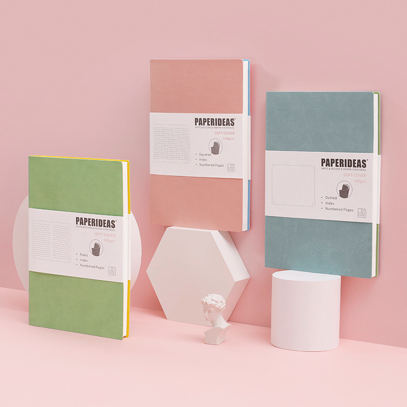 PAPERIDEAS定制软面方格本日记本手账本笔记本页码点阵本手帐bujo