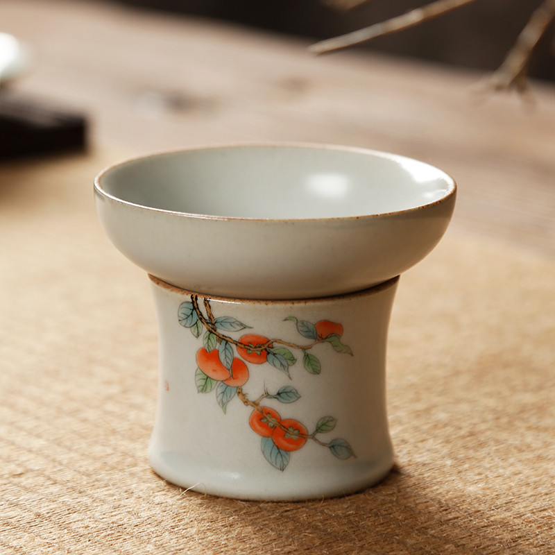 汝窑茶漏功夫茶滤茶叶隔茶器泡茶架功夫茶具陶瓷公道杯配件过