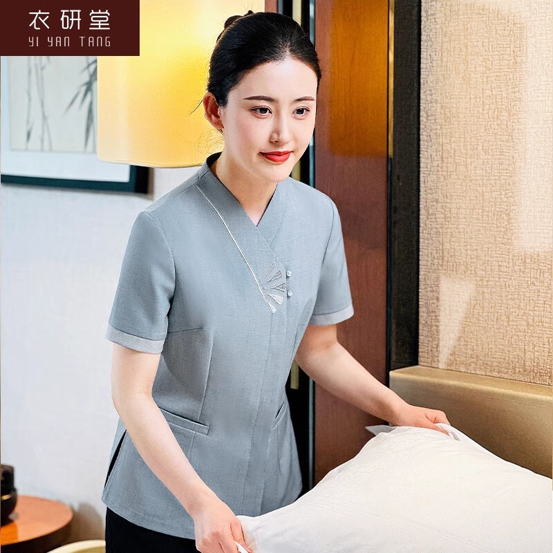 衣研堂高端酒店保洁员工作服短袖夏季客房物业场透气保洁服套装
