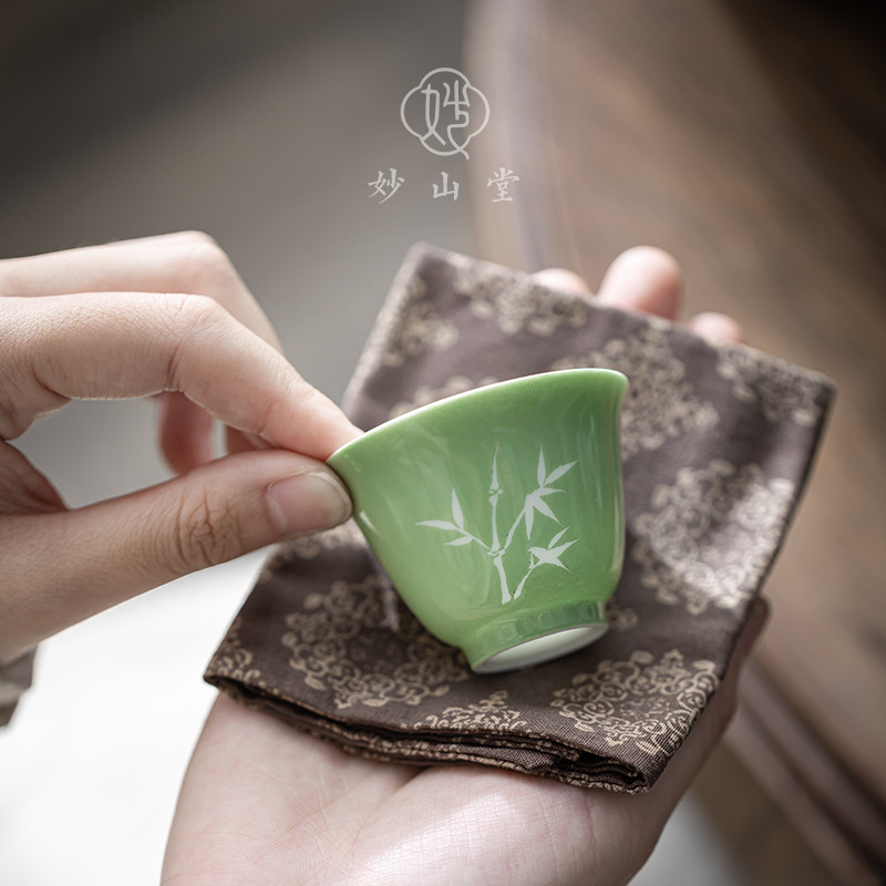 妙山堂 手绘竹影茗杯家用陶瓷喝茶杯个人杯单个功夫茶具主 - 实物图