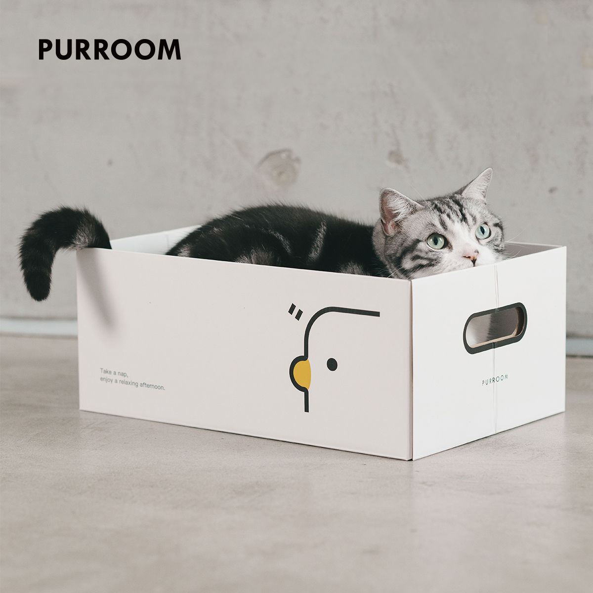 PURROOM躺平猫抓板猫窝磨爪保护沙发瓦楞纸纸板箱猫咪玩具