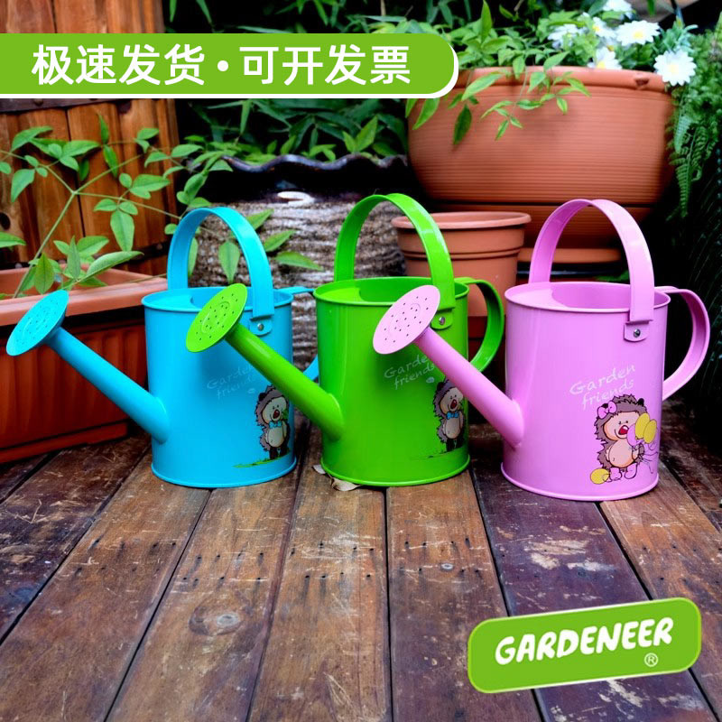 儿童浇花壶洒水壶园艺铁皮铁质喷壶大容量阳台浇水户外种植小工具