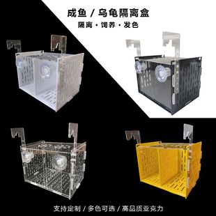 亚克力鱼缸隔离盒乌龟隔离孵化盒黑色黄透明吸盘挂钩剃刀窄桥