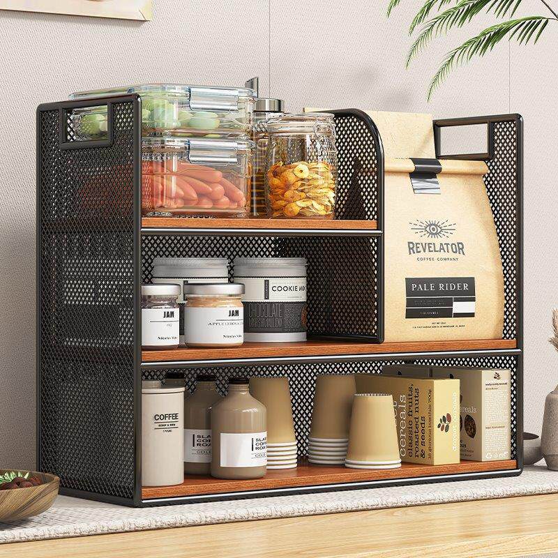 桌面置物架餐桌上杯子收纳神器厨房台面多层零食架咖啡柜水杯