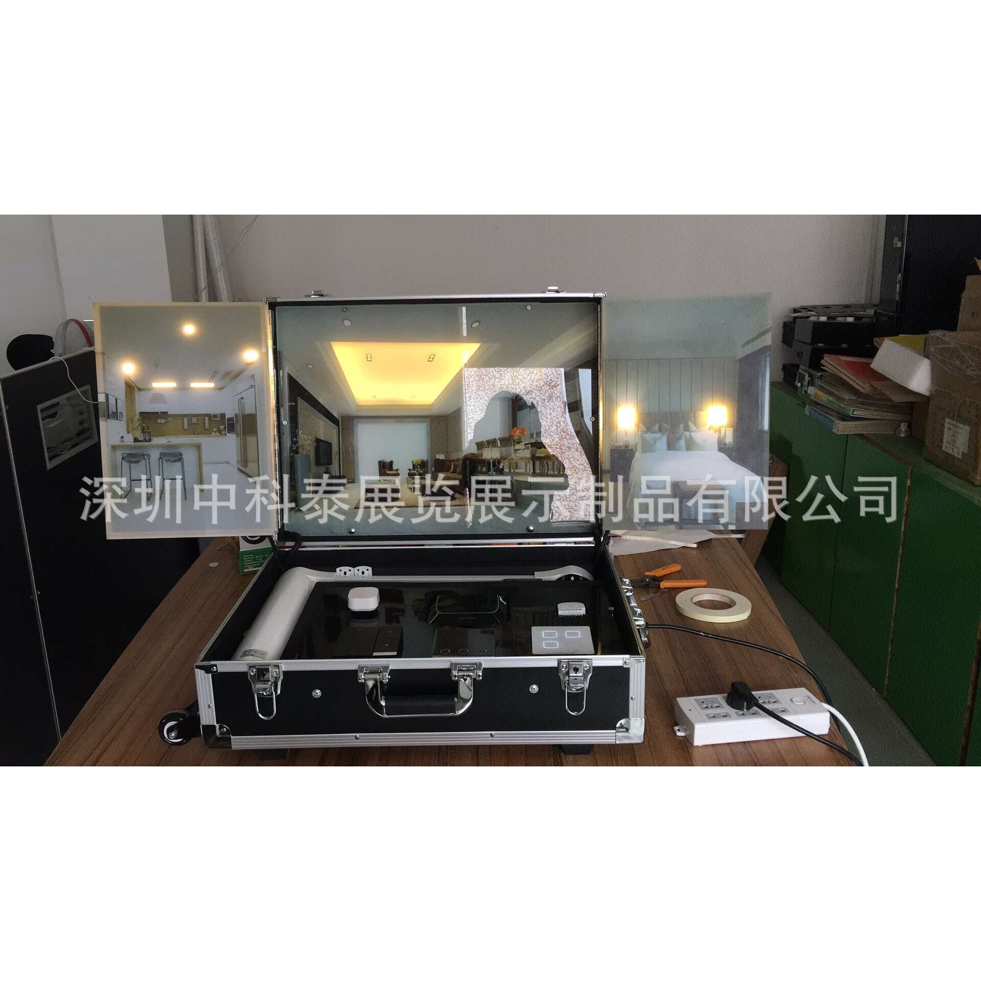 厂家设计定 做智能家居演示箱产品展示箱，车载演示箱按需定 制