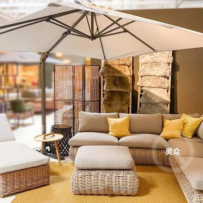 户外藤几阳编沙发花庭院室外台休闲小沙发茶组合园露台藤椅6325家