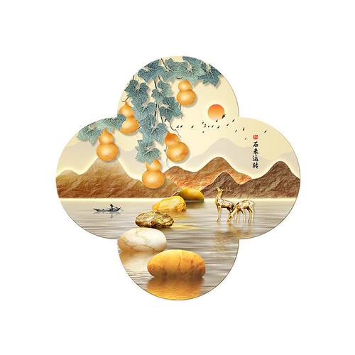 新中式玄关装氛饰画柜创意围画福禄11-13xg山水寓意好挂画进门玄