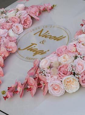 卡其诺粉色主婚车F9868SJ9饰头花套布装花结婚礼车车装队拉花用品