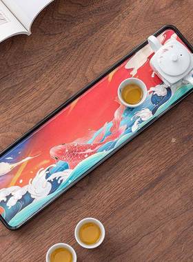 旅厂家托干泡台电木国MYZ风彩绘茶盘小台轻奢家用行茶干泡盘茶盘