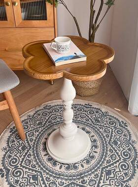 移动茶几15181发松圆木北花园桌中古客厅边沙几实木边柜小阳台欧